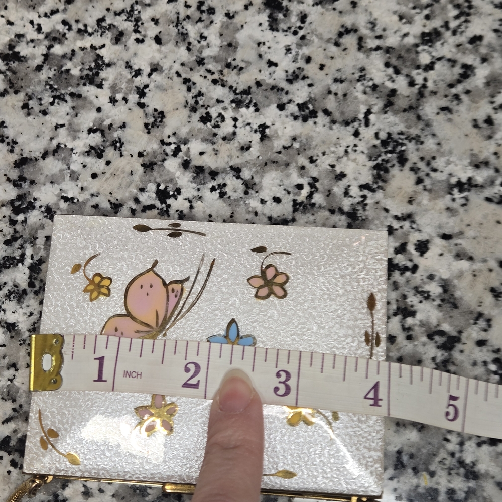 Rare Double-Sided 1950s Butterfly Enamel Carryall Minaudière Compact - Picture 13 of 16